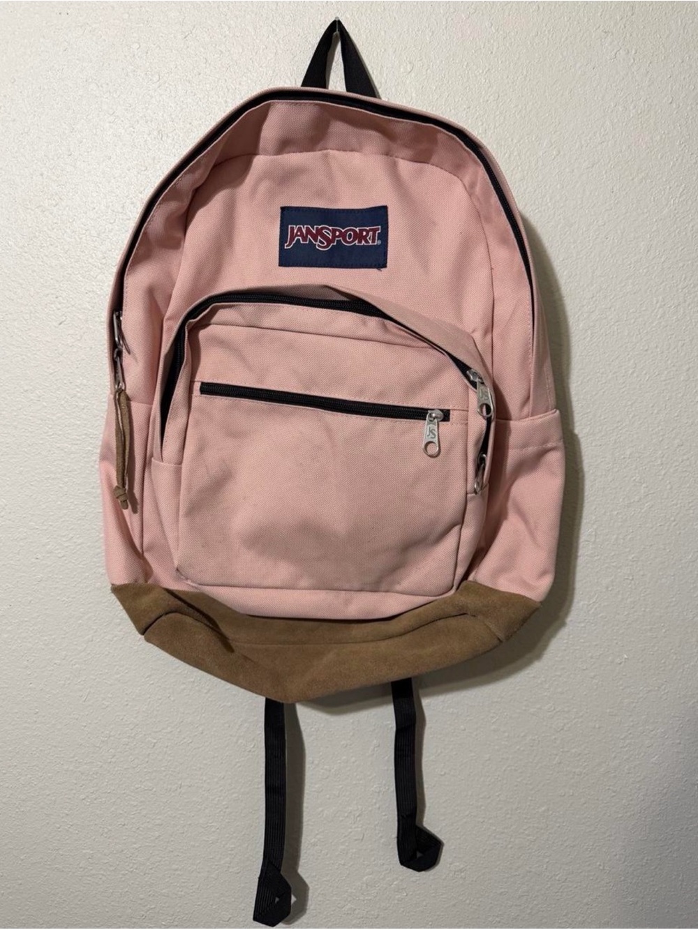 Jansport Pink Backpack with Brown Base Accent